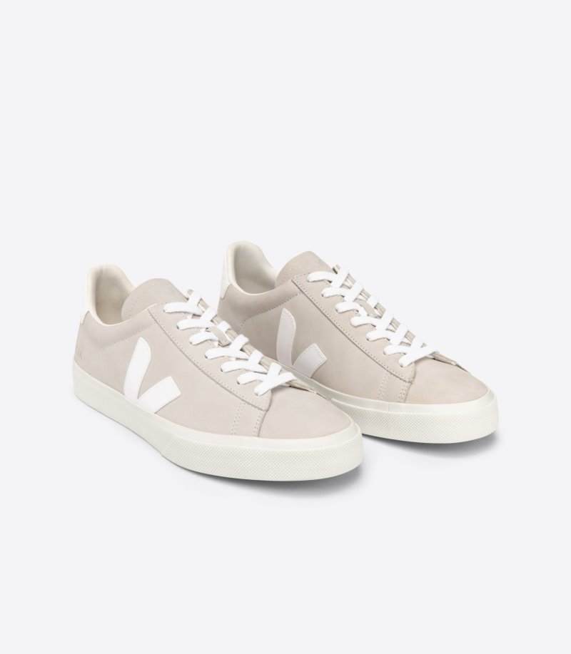 Beige / White Veja Campo Nubuck Women's Sneakers | IE-679403