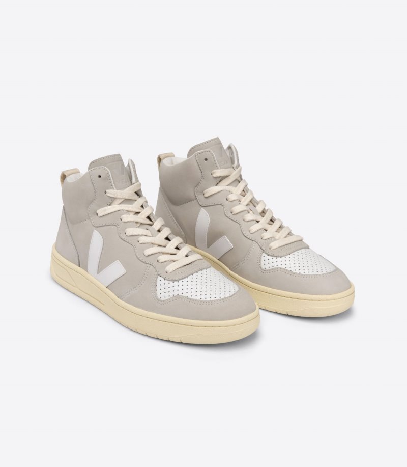 Beige / White Veja V-15 Nubuck Women's Sneakers | IE-432583