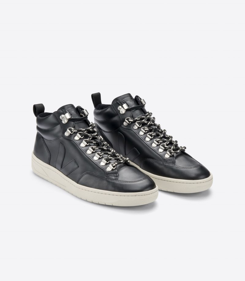 Black / Silver Veja Roraima Leather Women's Sneakers | IE-269937