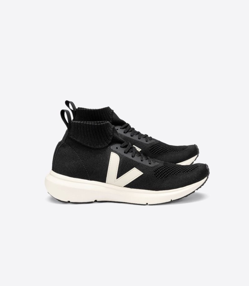 Black / White Veja V-knit Rick Owens Mid Women\'s Sneakers | IE-077032