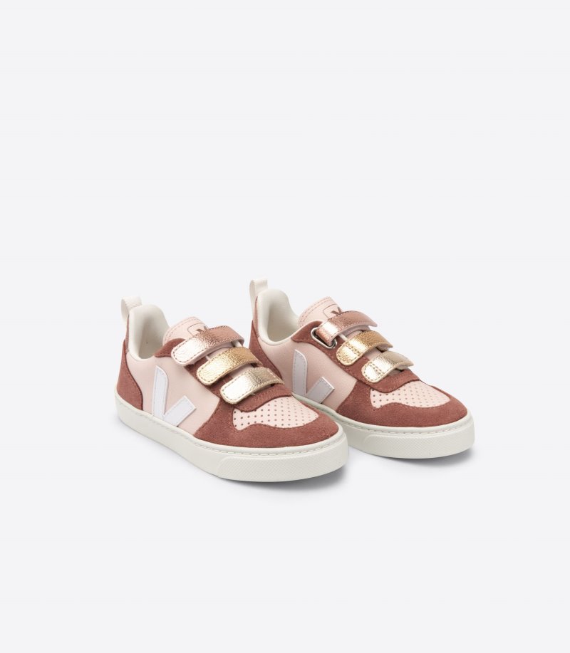 Burgundy / Pink / Gold Veja V-10 Chromefree Kids' Sneakers | IE-772464