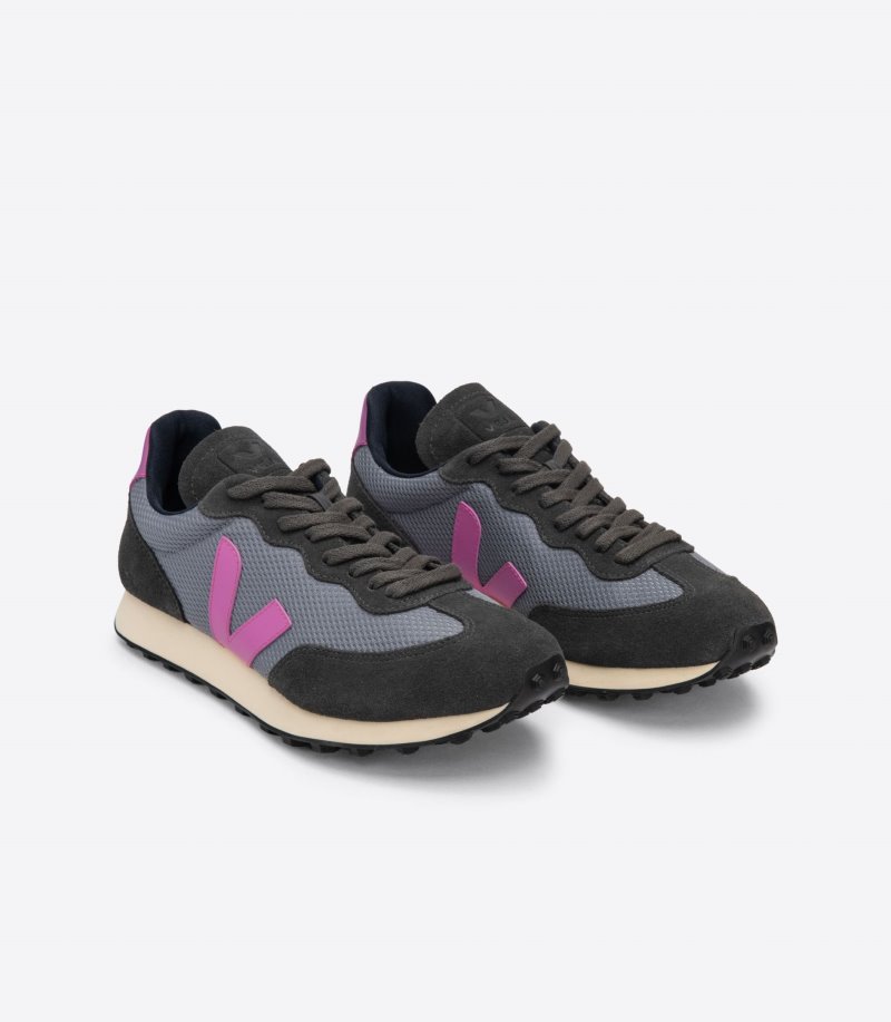 Dark Grey / Grey / Rose Veja Rio Branco Alveomesh Women's Sneakers | IE-728571