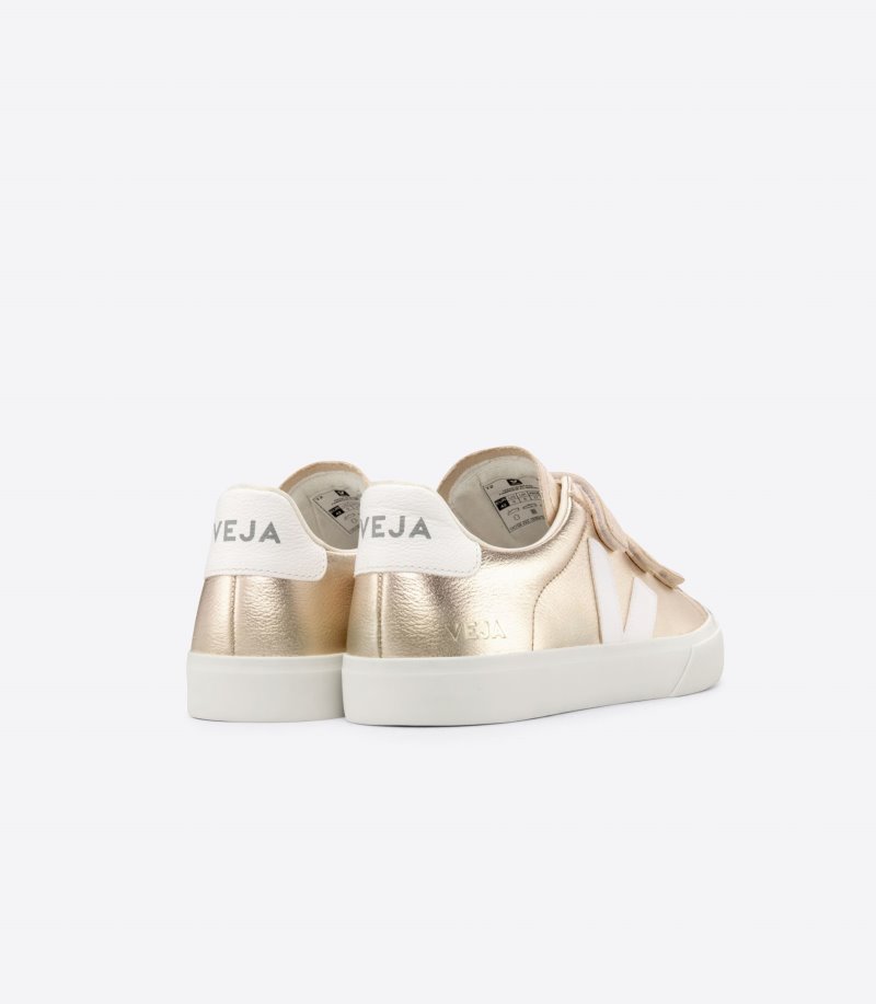 Gold / White Veja Recife Chromefree Leather Women's Sneakers | IE-864218