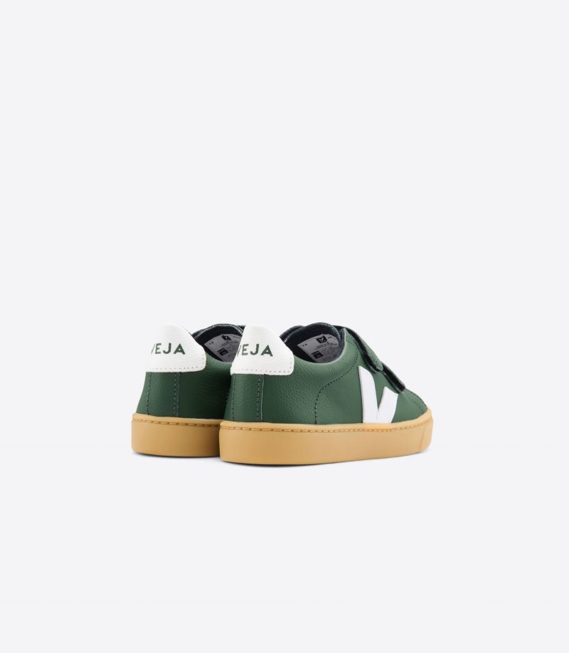 Green / White Veja Esplar Leather Kids' Sneakers | IE-629027