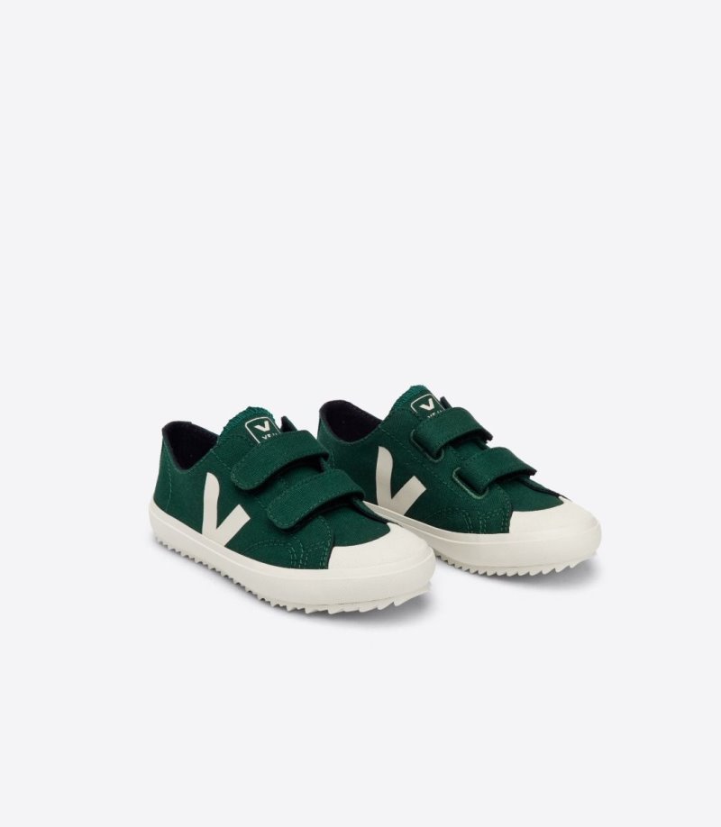 Green / White Veja Ollie Canvas Kids' Sneakers | IE-267732