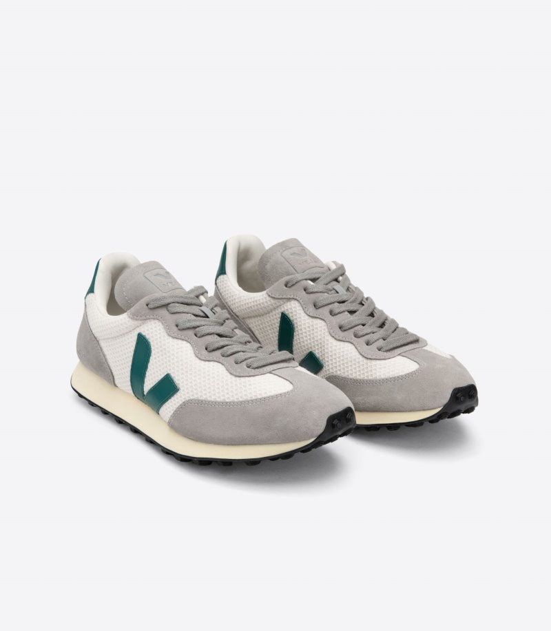 Grey / White / Green Veja Rio Branco Hexamesh Gravel Men's Sneakers | IE-545929