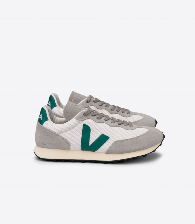 Grey / White / Green Veja Rio Branco Alveomesh Women\'s Sneakers | IE-986630