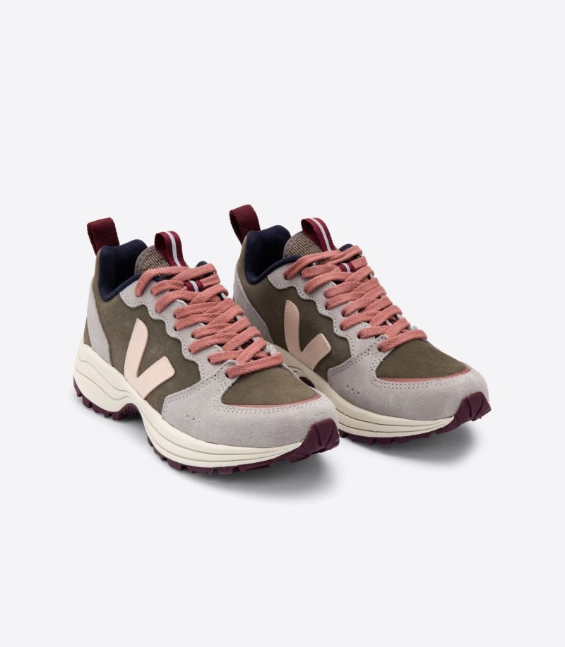 Olive / Grey / Pink Veja Venturi Suede Women's Sneakers | IE-896650