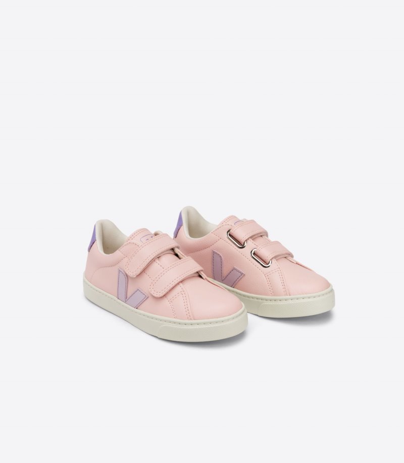 Pink / Purple Veja Esplar Chromefree Leather Kids' Sneakers | IE-241481