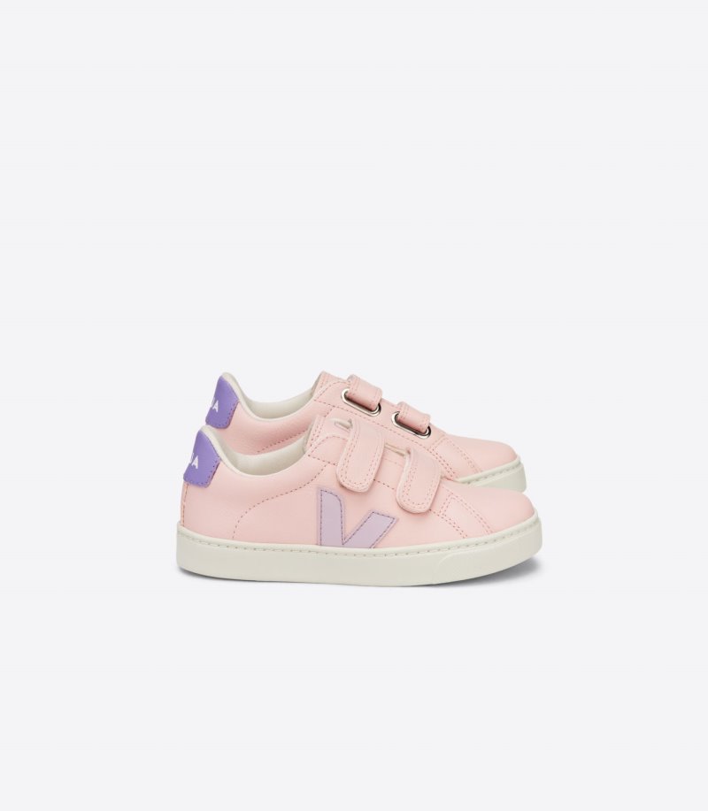 Pink / Purple Veja Esplar Chromefree Leather Kids\' Sneakers | IE-241481