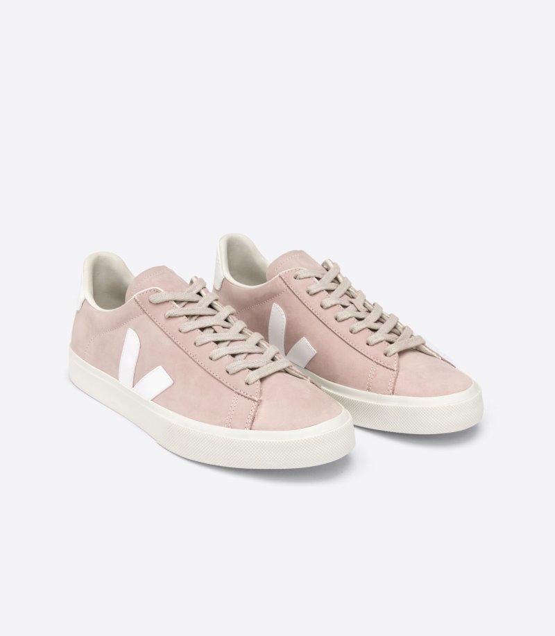 Pink / White Veja Campo Nubuck Women's Sneakers | IE-045246