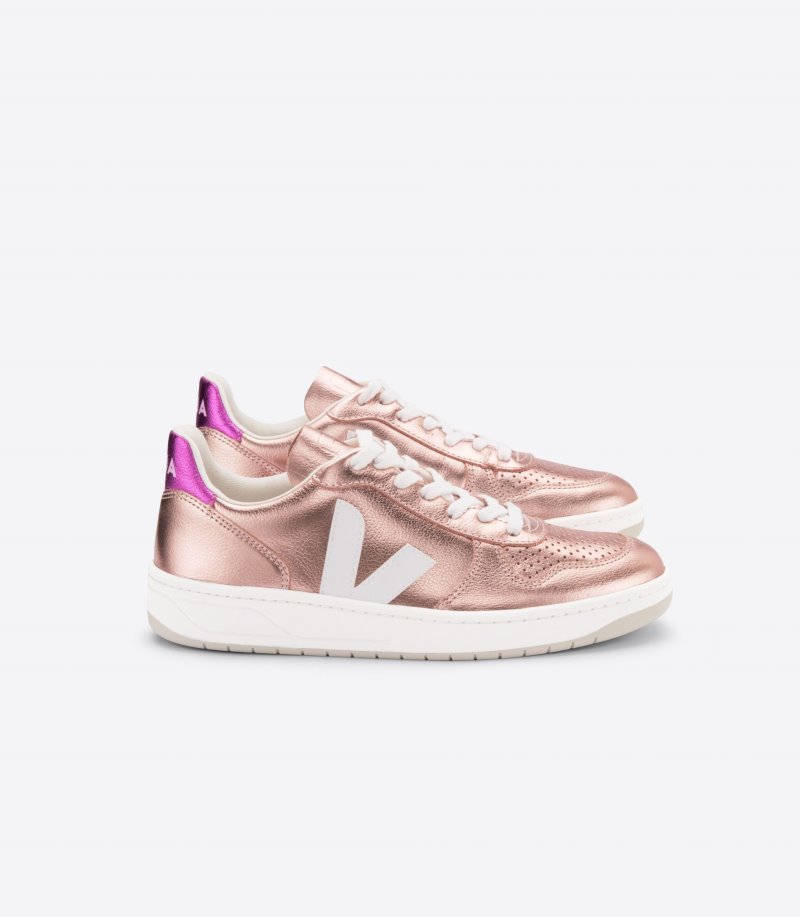 Pink / White Veja V-10 Vstore V-10 Leather Women\'s Sneakers | IE-227200