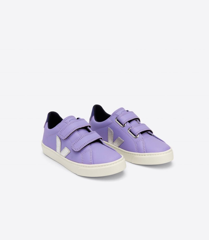 Purple / Silver Veja Esplar Chromefree Kids' Sneakers | IE-220689