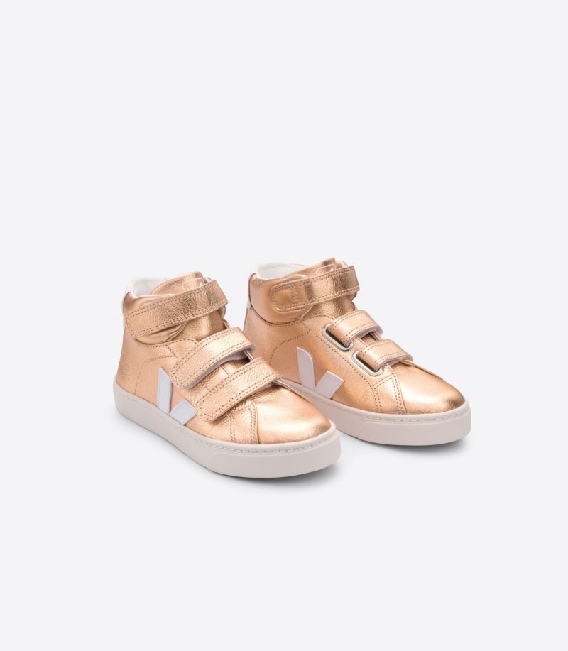 Rose Gold / White Veja Esplar Mid Chromefree Kids' Sneakers | IE-302962