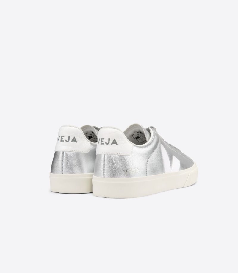 Silver / White Veja Campo Chromefree Women's Sneakers | IE-170825