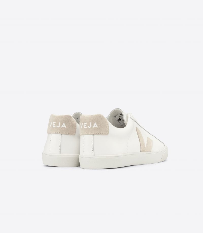 White / Beige Veja Esplar Leather Women's Sneakers | IE-216621