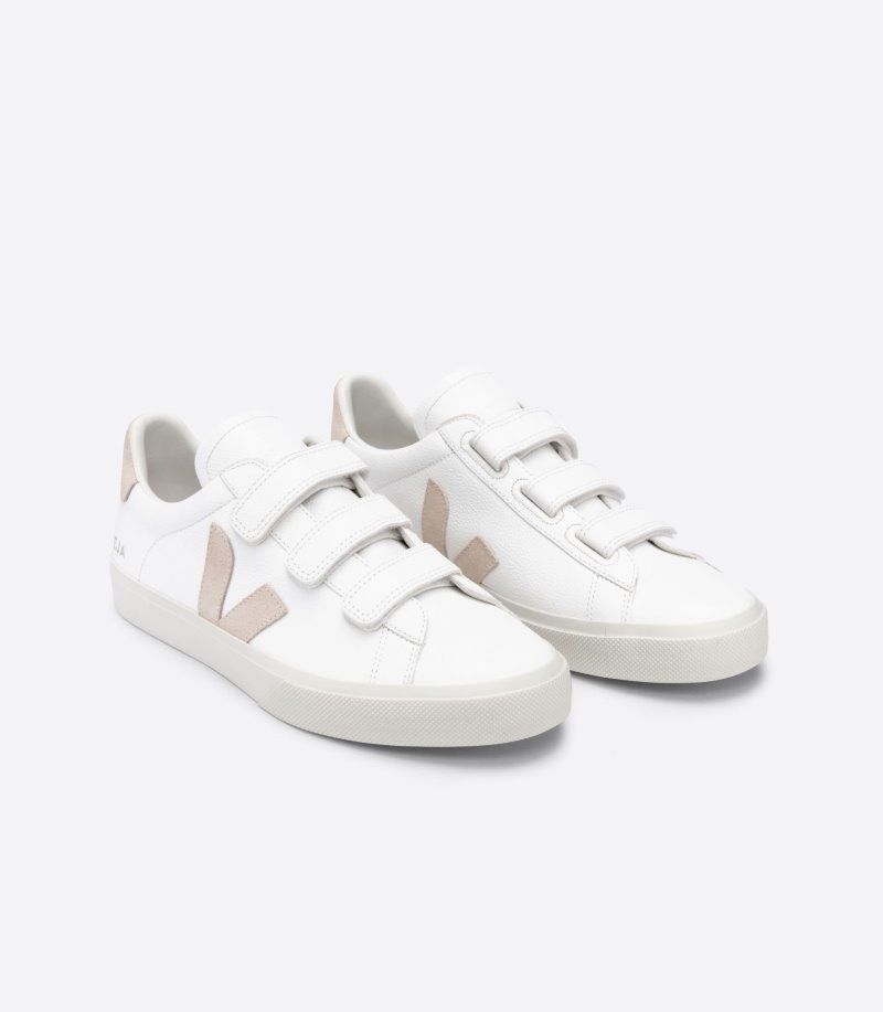 White / Beige Veja Recife Chromefree Leather Women's Sneakers | IE-614429