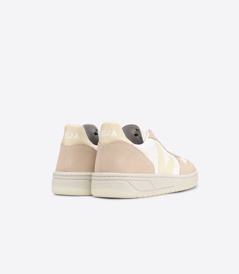 White / Beige Veja V-10 Alveomesh Women's Sneakers | IE-900152