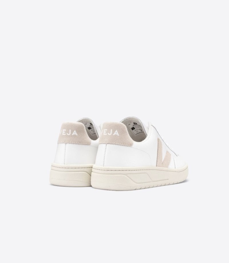 White / Beige Veja V-12 Leather Women's Sneakers | IE-246309