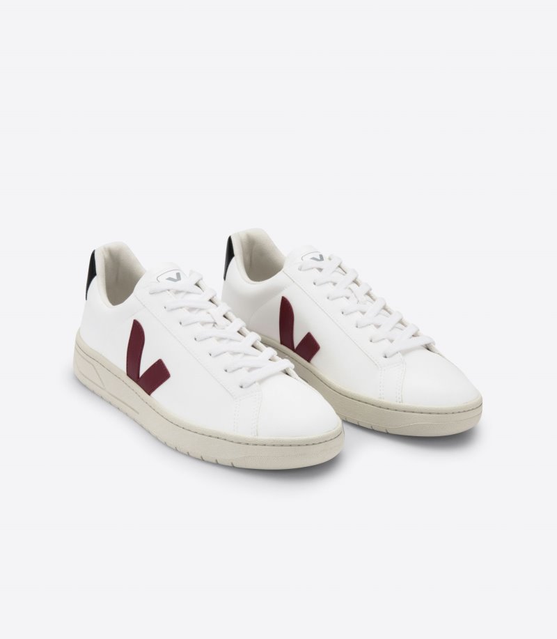 White / Black / Burgundy Veja Urca CWL Men's Sneakers | IE-665135