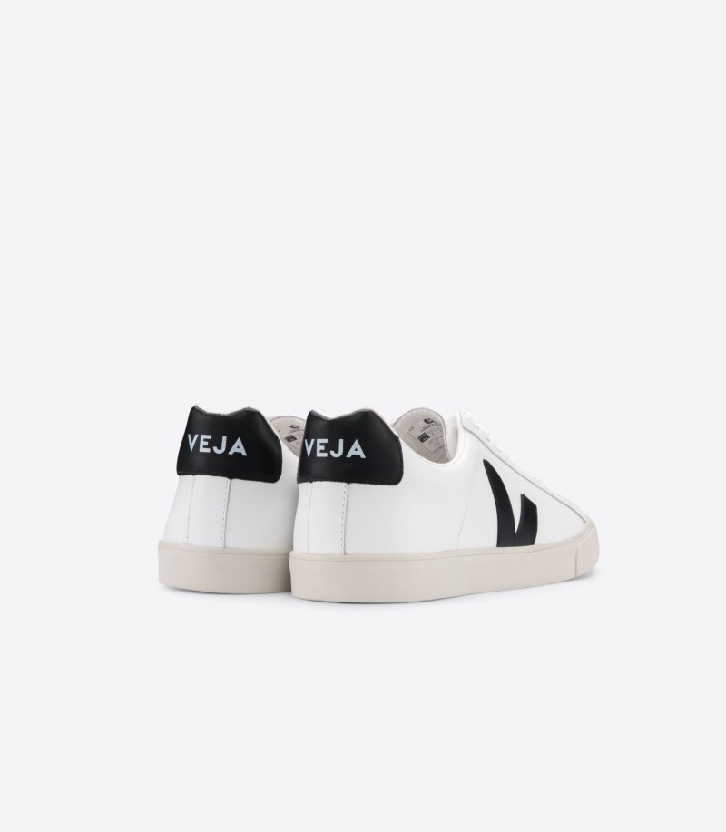 White / Black Veja Esplar Leather Men's Sneakers | IE-533912