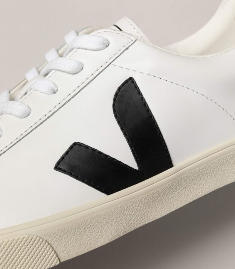 White / Black Veja Esplar Leather Men's Sneakers | IE-533912