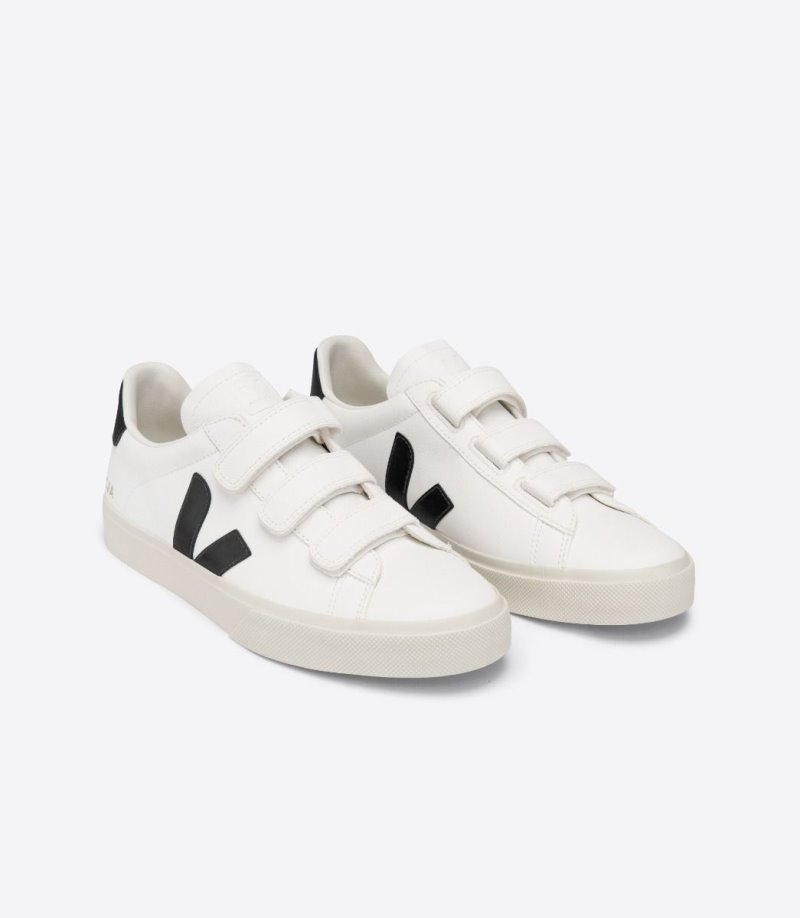 White / Black Veja Recife Chromefree Leather Men's Sneakers | IE-530719