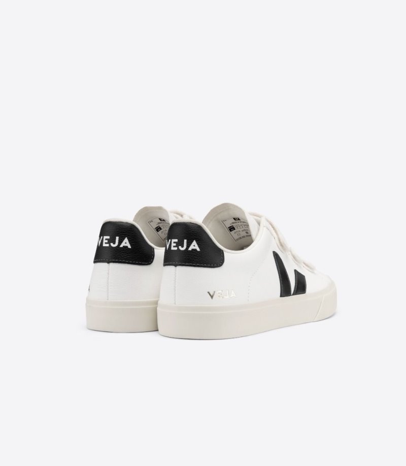 White / Black Veja Recife Chromefree Leather Women's Sneakers | IE-856278