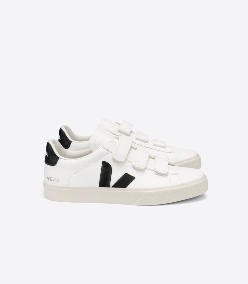 White / Black Veja Recife Chromefree Leather Women\'s Sneakers | IE-856278