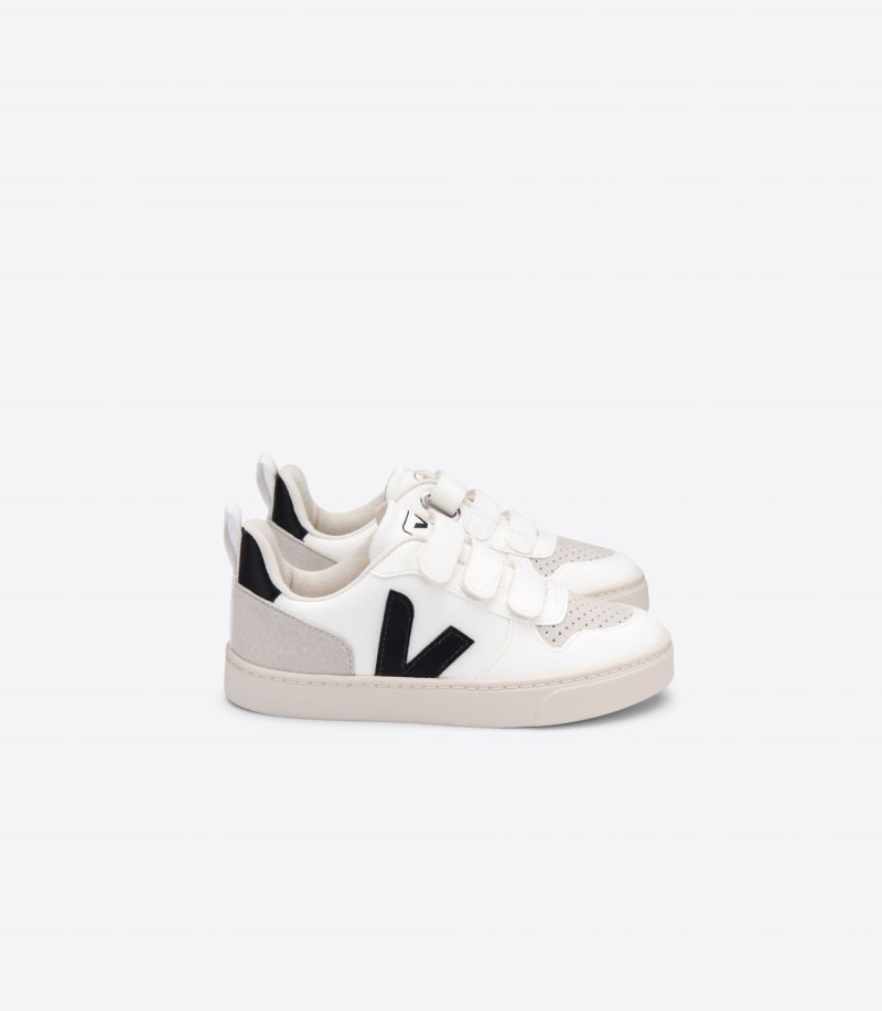 White / Black Veja V-10 CWL Kids\' Sneakers | IE-969187