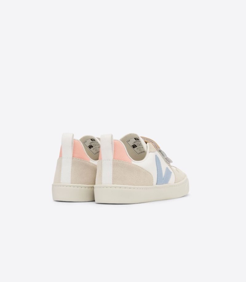 White / Blue Veja V-10 Chromefree Kids' Sneakers | IE-697744