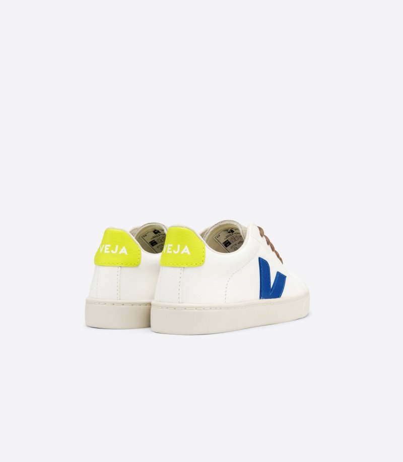 White / Blue / Yellow Veja Esplar Laces Chromefree Kids' Sneakers | IE-698262