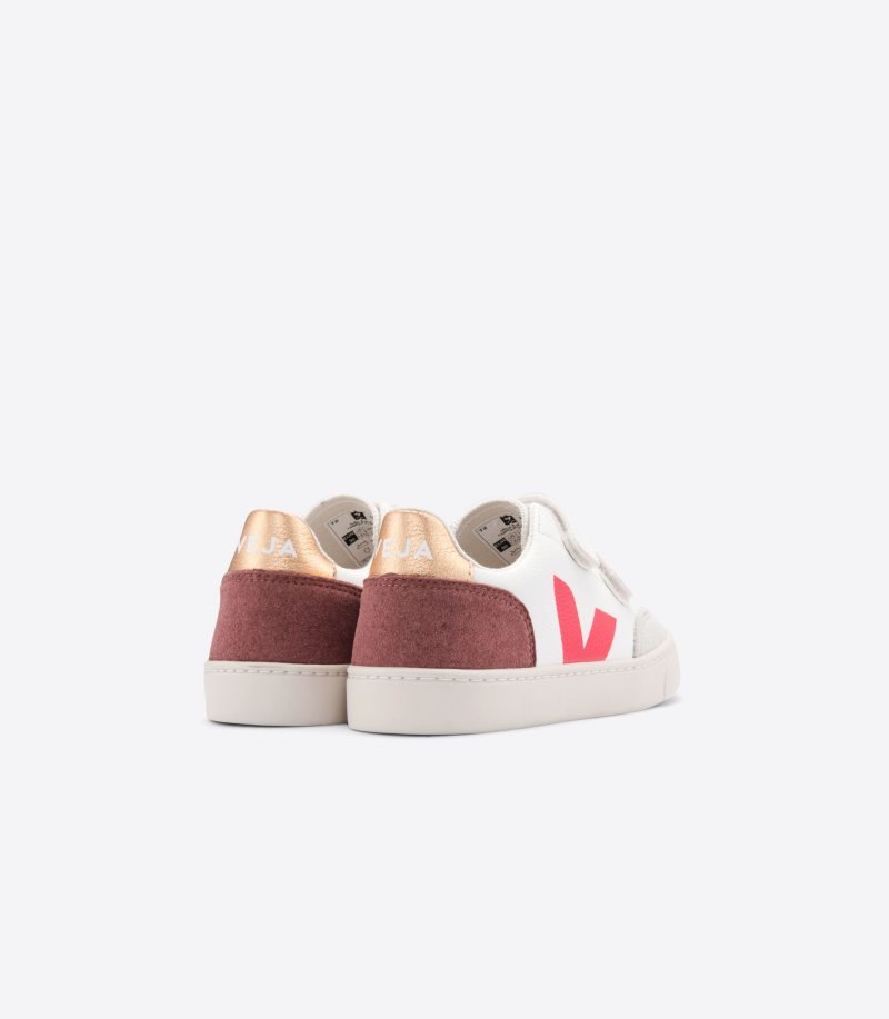 White / Burgundy / Red Veja V-12 Chromefree Kids' Sneakers | IE-775500