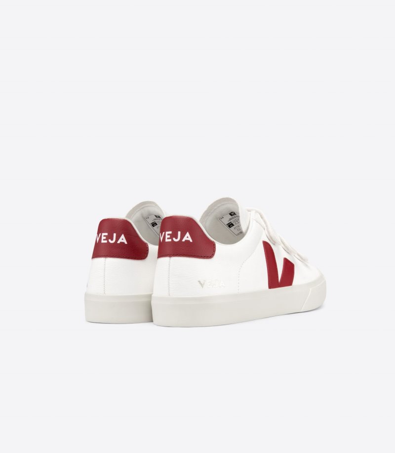 White / Burgundy Veja Recife Chromefree Leather Men's Sneakers | IE-772330