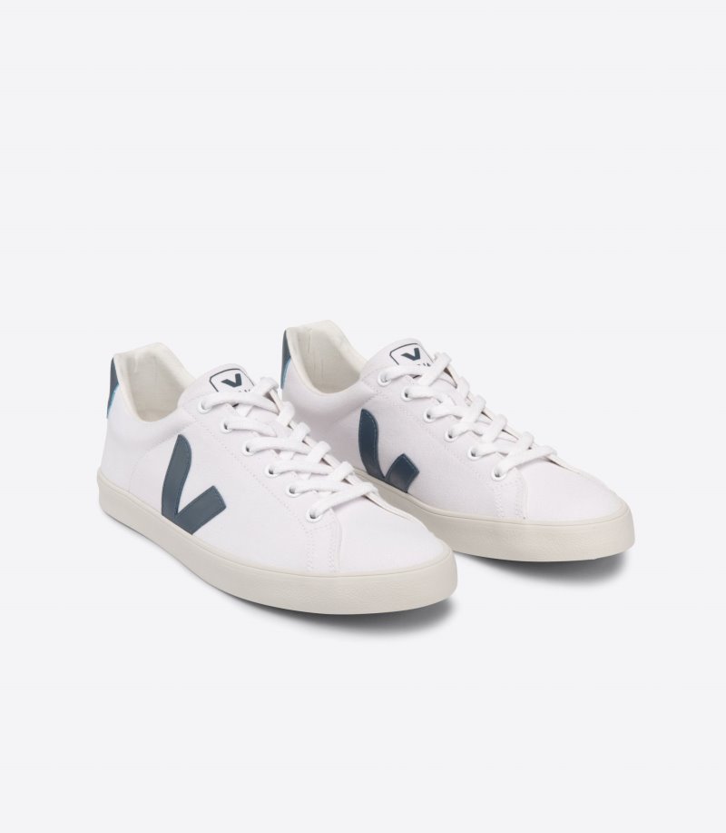 White / Dark Green Veja Esplar Se Canvas Men's Sneakers | IE-943984