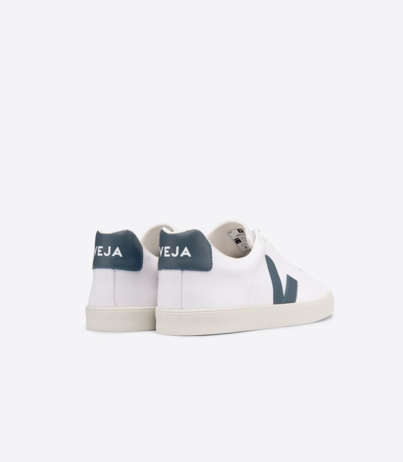 White / Dark Green Veja Esplar Se Canvas Men's Sneakers | IE-943984