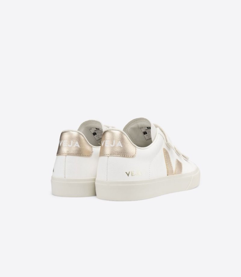 White / Gold Veja Recife Chromefree Women's Sneakers | IE-789759