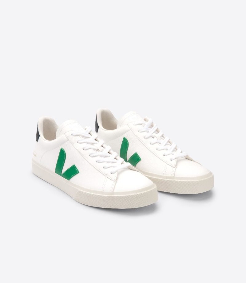 White / Green / Black Veja Campo Chromefree Women's Sneakers | IE-134021