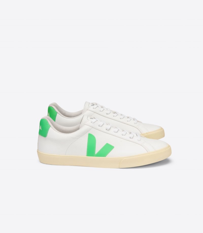 White / Green Veja Esplar Chromefree Women\'s Sneakers | IE-183111