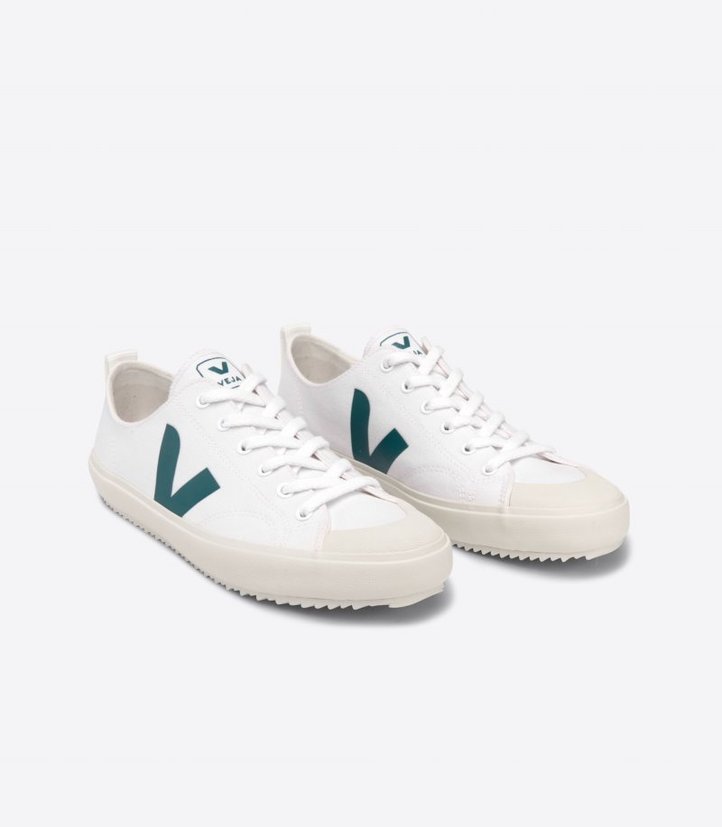 White / Green Veja Nova Canvas Men's Sneakers | IE-919808