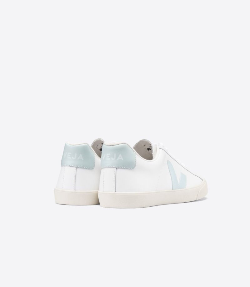 White / Light Blue Veja Esplar Leather Women's Sneakers | IE-260342