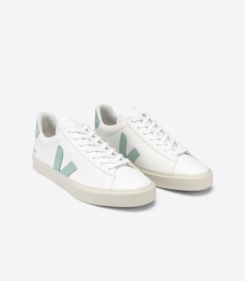 White / Light Green Veja Campo Chromefree Women's Sneakers | IE-662483