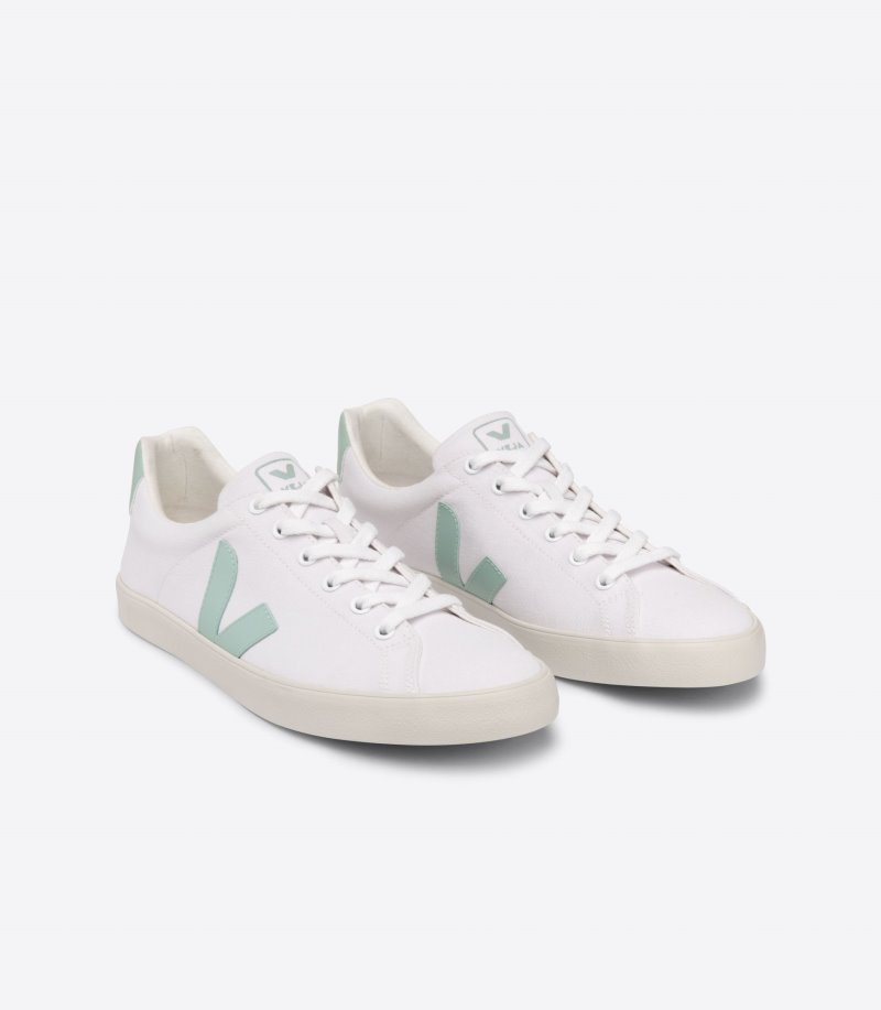 White / Light Green Veja Esplar Se Canvas Women's Sneakers | IE-475879