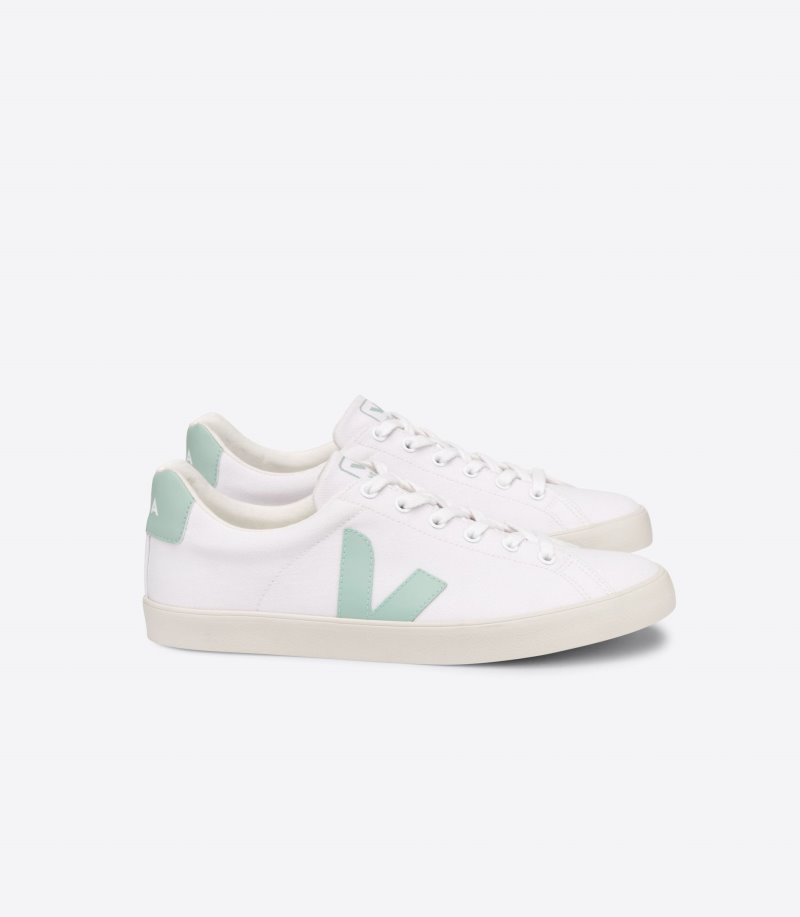 White / Light Green Veja Esplar Se Canvas Women\'s Sneakers | IE-475879