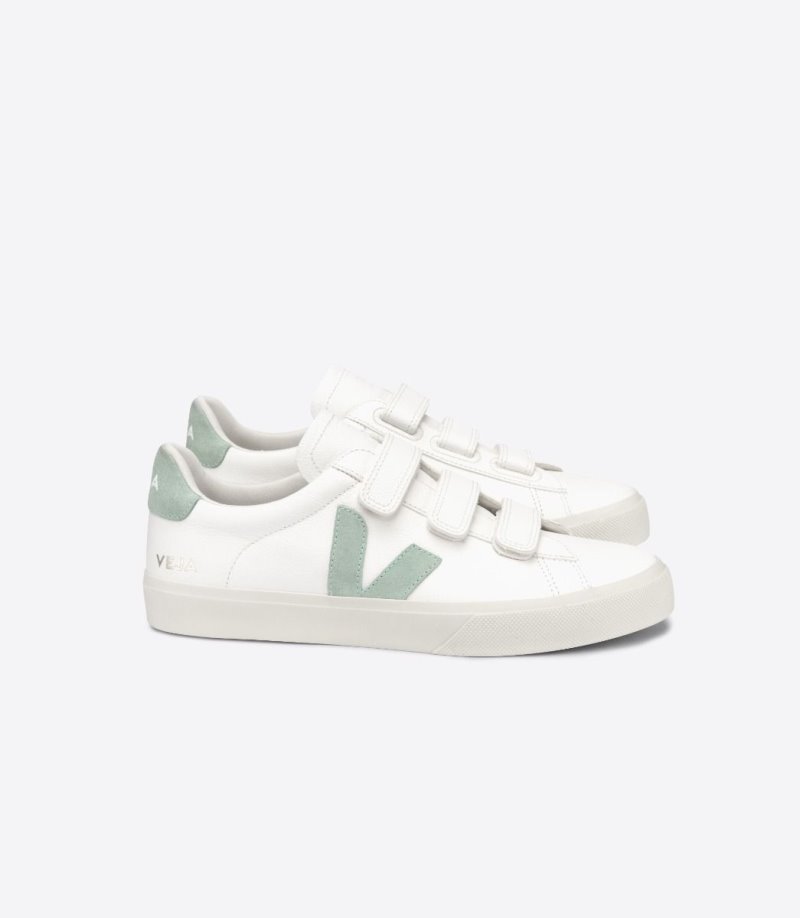 White / Light Green Veja Recife Chromefree Leather Women\'s Sneakers | IE-274135