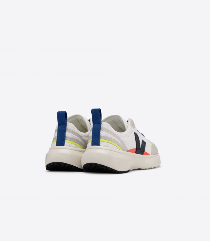 White / Navy Veja Canary Elastic Laces Alveomesh Kids' Sneakers | IE-754786