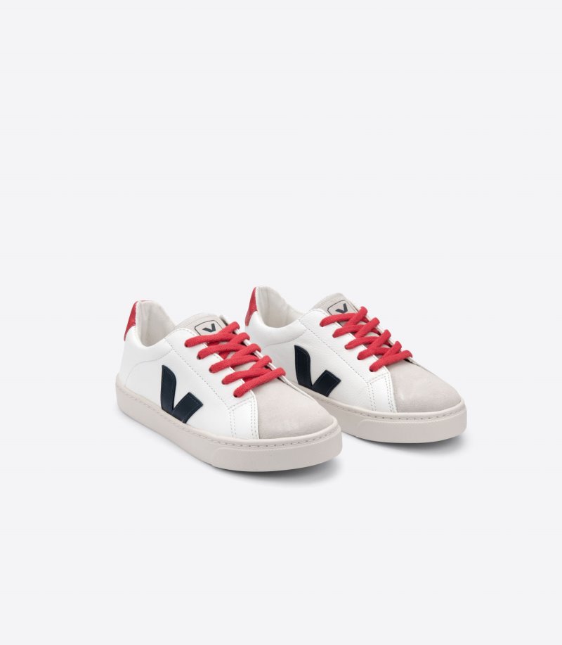 White / Navy Veja Esplar Laces Chromefree Kids' Sneakers | IE-702081