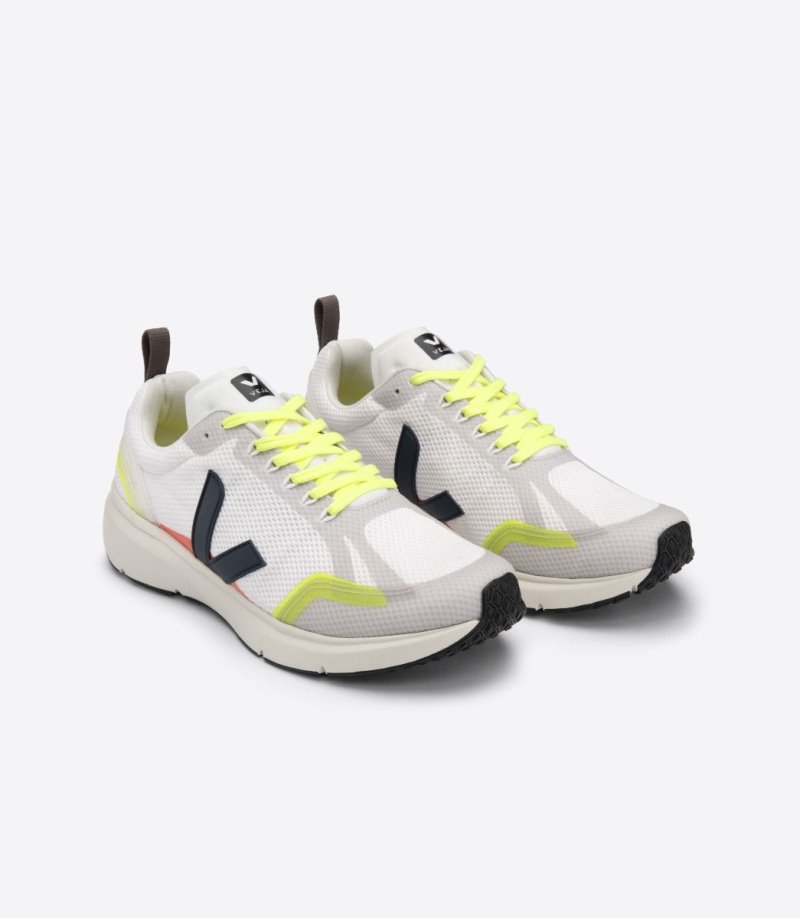 White / Navy / Yellow Veja Condor 2 Alveomesh Men's Sneakers | IE-207700