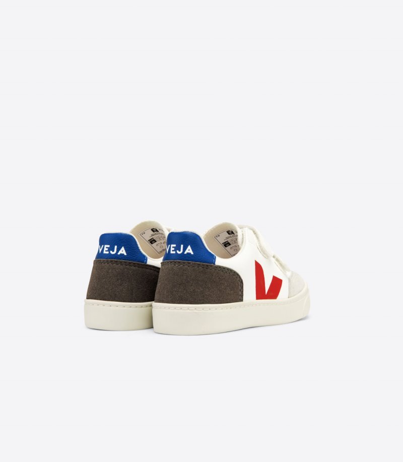 White / Olive / Red Veja V-12 Chromefree Kids' Sneakers | IE-225699