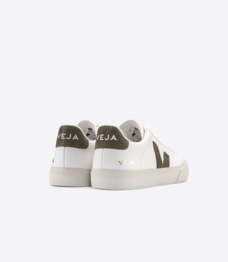 White / Olive Veja Campo Chromefree Women's Sneakers | IE-292746